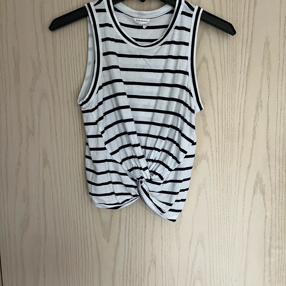Club Monaco Black and White Striped Tank Top